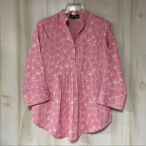 Liza Byrd Pink White Shell Print Tunic XS Elliott